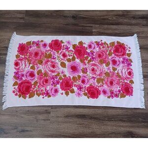 Vintage Rose Fashion Manor Pink Bath Towel Bathroom USA Cotton 24” x 42”